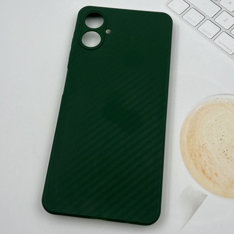 قاب گوشی Galaxy A06 سامسونگ سیلیکونی Carbon Case طرح کربن ایربگ دار سبز محافظ لنز دار کد 89681 - Image 2