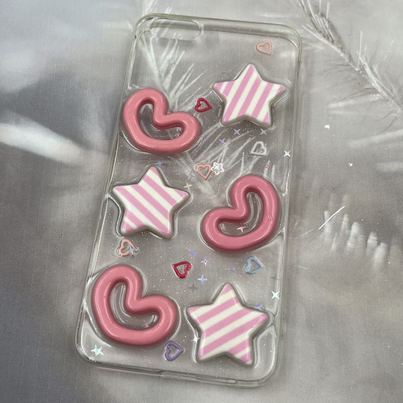 قاب گوشی iPhone 6 Plus / iPhone 6s Plus آیفون Love Star شفاف رزینی اکلیلی برجسته قلب و ستاره لاکچری کد 90951 - Image 2