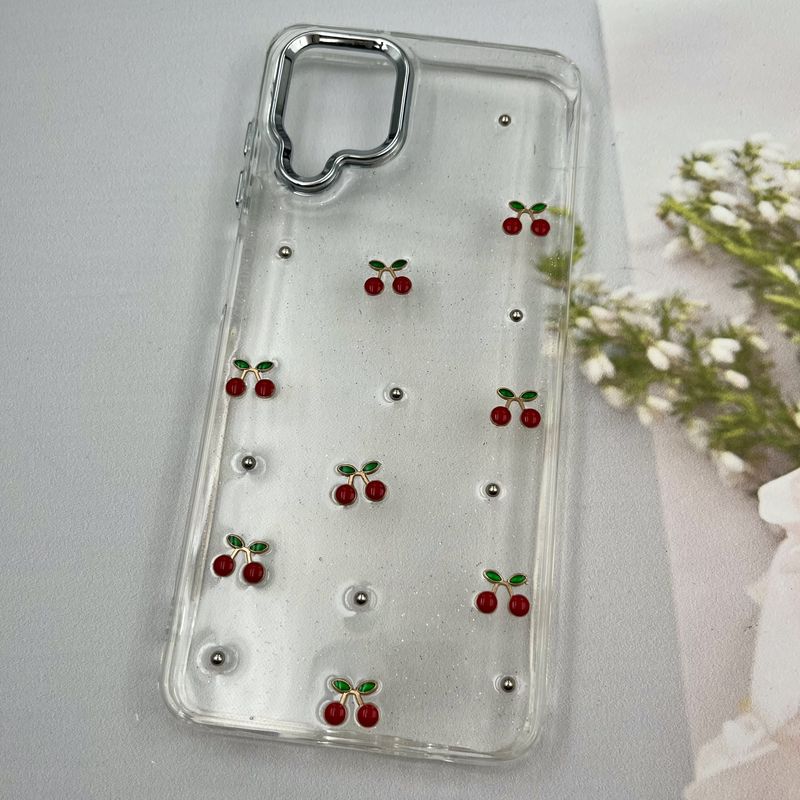 قاب گوشی Galaxy A12 / Galaxy M12 سامسونگ Shine Case لنز Silver شفاف شاین ایربگ دار طرح گیلاس کد 91302 - Image 2