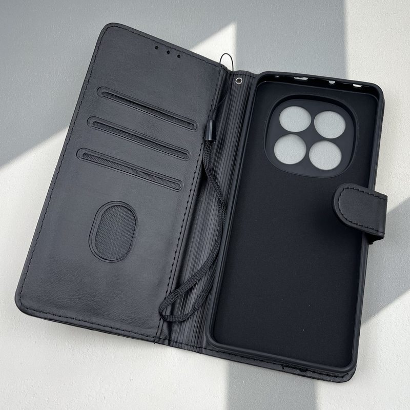 کیف گوشی Redmi Note 14 Pro 5G / Redmi Note 14 Pro Plus 5G / Poco X7 5G شیائومی چرم مگنتی جاکارتی محافظ لنز دار بند آویز دار مشکی کد 91520 - Image 2