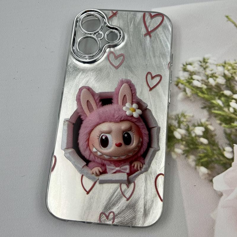 قاب گوشی iPhone 16 آیفون Brush Case لنز Silver نقره ای طرح لبوبو ایربگ دار کد 93065 - Image 2