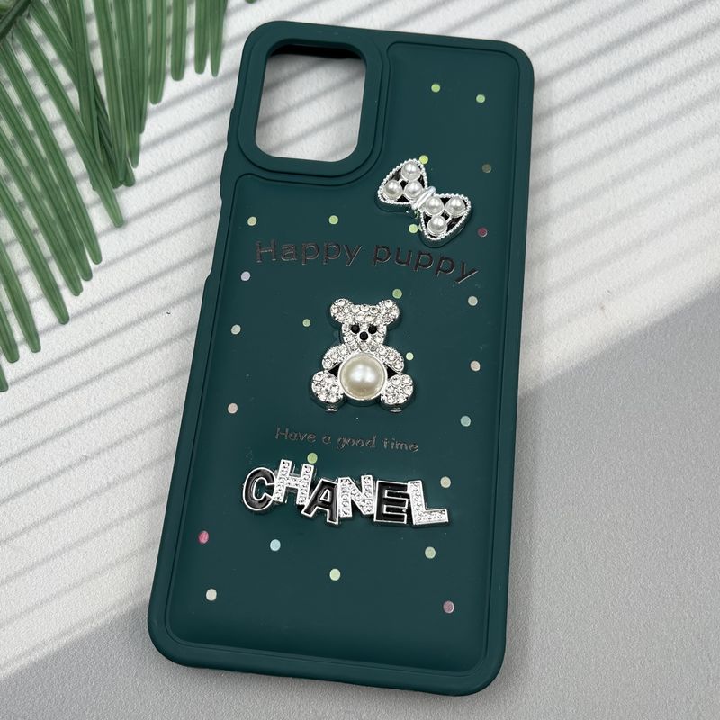 قاب گوشی Galaxy A12 / Galaxy M12 سامسونگ Happy Puppy ایربگ دار طرح تدی مرواریدی برجسته سبز کد 93233 - Image 2