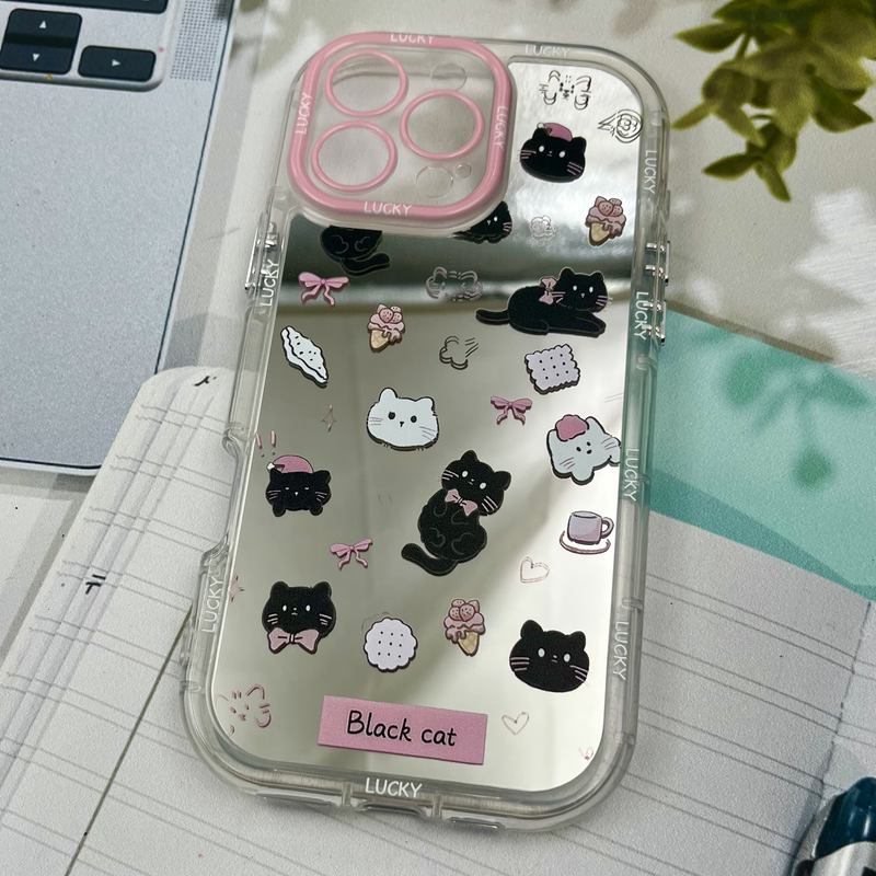 قاب گوشی iPhone 16 Pro Max آیفون Mirror Case ایربگ دار آینه ای طرح گربه لنز رنگی کد 93740 - Image 2