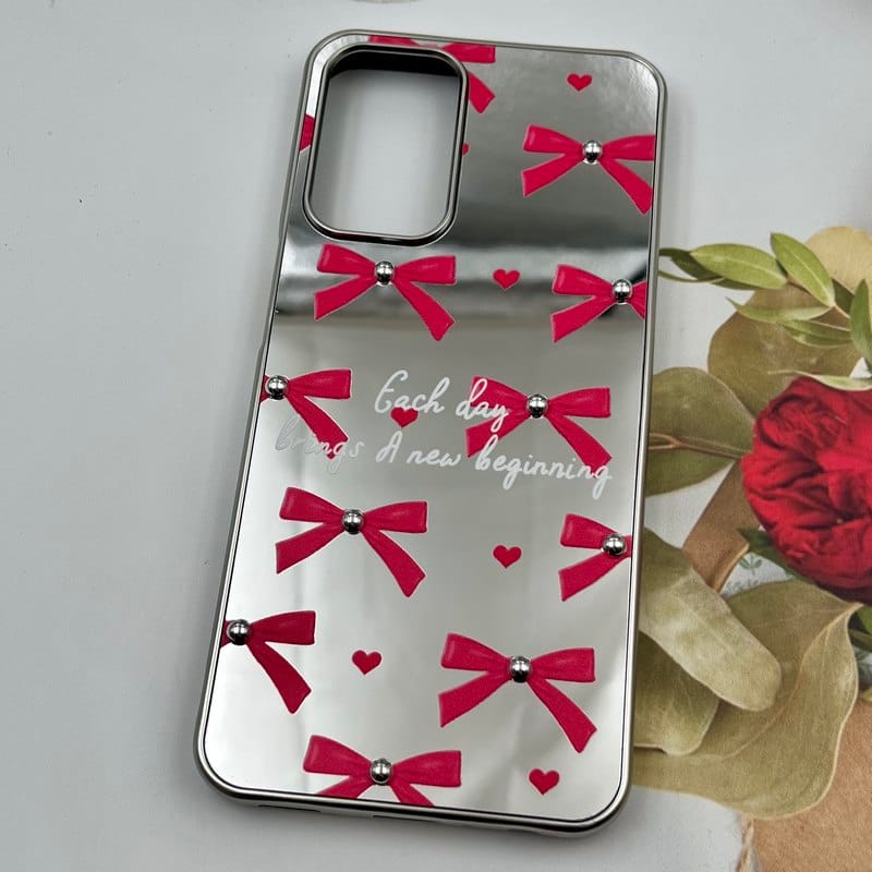قاب گوشی Galaxy A23 سامسونگ Mirror Case آینه ای مروارید برجسته طرح پاپیون قرمز کد 94339 - Image 2