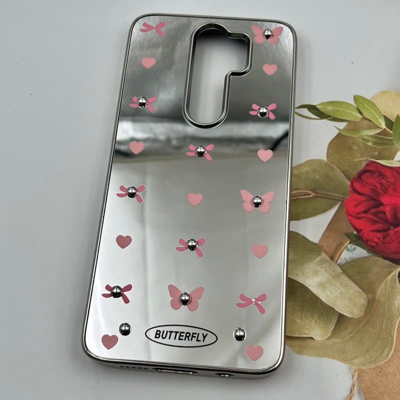 قاب گوشی Redmi Note 8 Pro شیائومی Mirror Case آینه ای مروارید برجسته طرح قلب و پروانه کد 94412 - Image 2