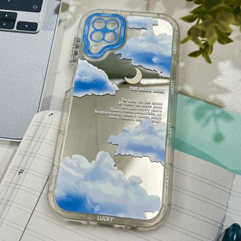 قاب گوشی Galaxy A12 / Galaxy M12 سامسونگ Mirror Case ایربگ دار آینه ای طرح ابر آبی لنز رنگی کد 94683 - Image 2