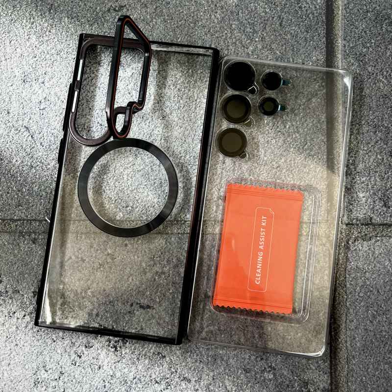 قاب گوشی Galaxy S24 Ultra سامسونگ Unique Case استندشو مگ سیف Magsafe اورجینال به همراه محافظ لنز رینگی مشکی کد 94777 - Image 2