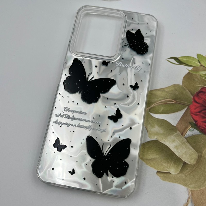 قاب گوشی Redmi 13C / Poco C65 شیائومی 3D Wave Case طرح سه بعدی موج لنز برجسته پروانه نقره ای کد 96809 - Image 2