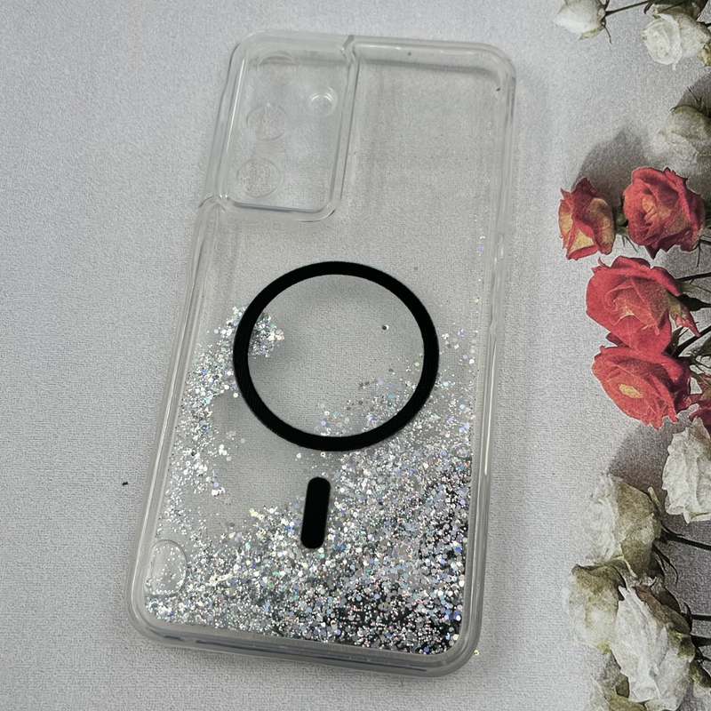 قاب گوشی Galaxy A55 سامسونگ آکواریومی طرح مگ سیف Magsafe اکلیلی شاین شفاف مشکی کد 97645 - Image 2