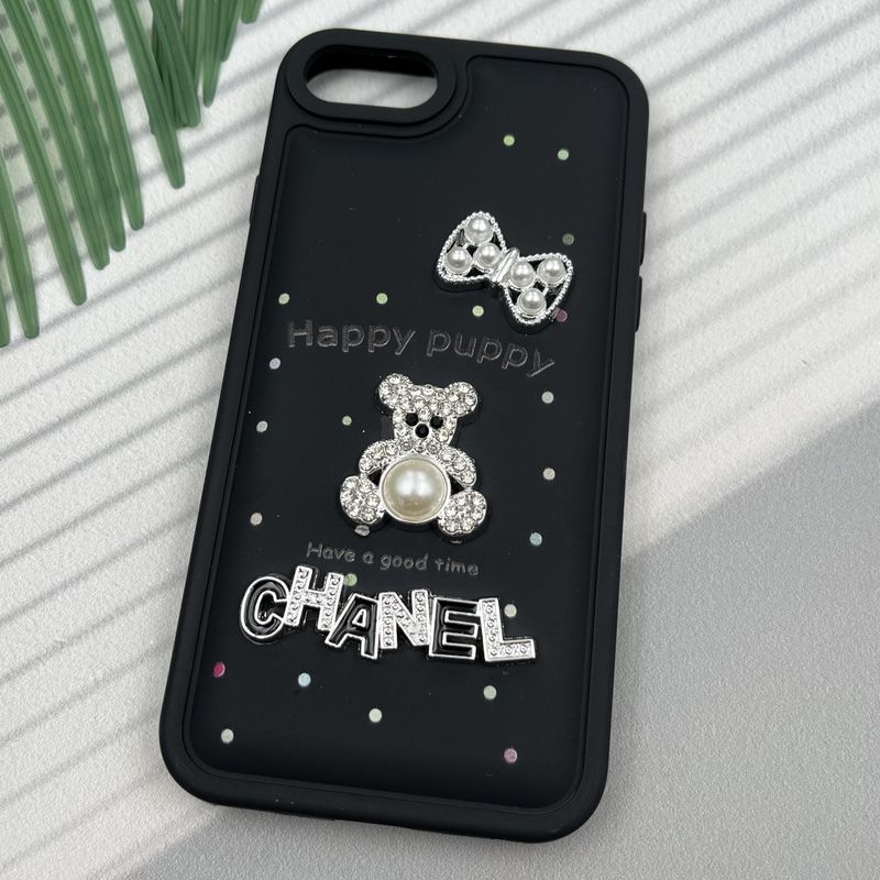 قاب گوشی iPhone 7 / iPhone 8 / iPhone SE 2020 / iPhone SE 2022 آیفون Happy Puppy ایربگ دار طرح تدی مرواریدی برجسته مشکی کد 97864 - Image 2