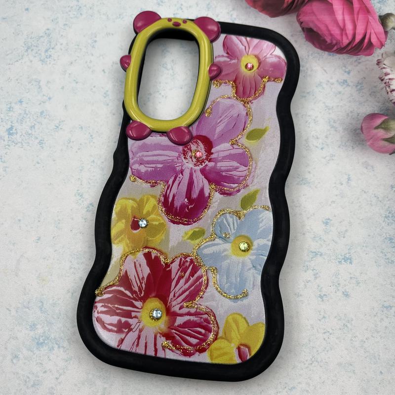 قاب گوشی Galaxy A16 سامسونگ سیلیکونی Flower Case طرح گل نگین برجسته ایربگ دار کد 98490 - Image 2