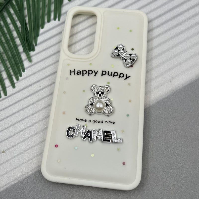 قاب گوشی Galaxy A16 سامسونگ Happy Puppy ایربگ دار طرح تدی مرواریدی برجسته کرم کد 99050 - Image 2