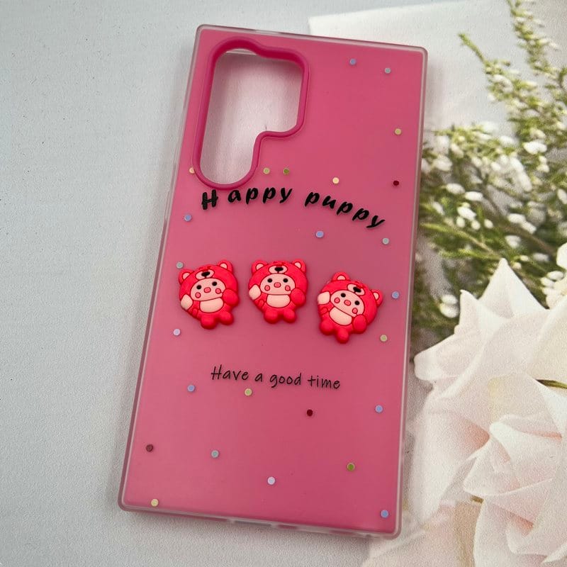 قاب گوشی Galaxy S24 Ultra سامسونگ Puppy Case پاستلی سیلیکونی دو تکه ضد ضربه عروسکی سرخابی کد 10567 - Image 2