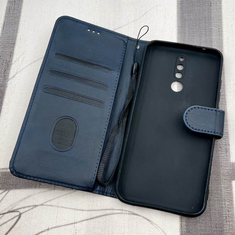 کیف گوشی Redmi 8 شیائومی چرم مگنتی جاکارتی بند آویز دار محافظ لنز دار سرمه ای کد 12686 - Image 2