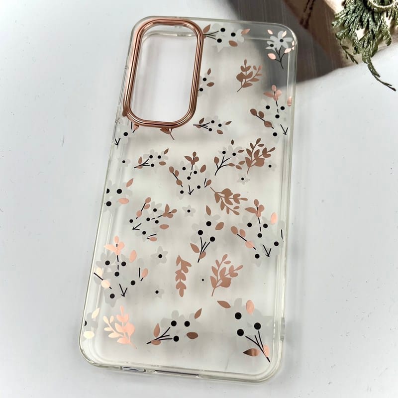 قاب گوشی Galaxy A55 سامسونگ Flower Case شفاف لوکس طرح گل لنز Copper کد 13949 - Image 2
