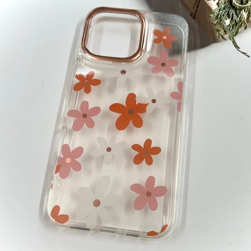 قاب گوشی iPhone 16 Pro Max آیفون Flower Case شفاف لوکس طرح گل لنز Copper کد 14880 - Image 2