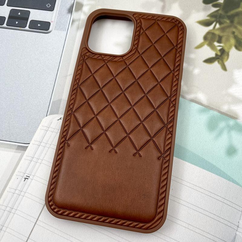 قاب گوشی iPhone 12 Pro Max آیفون Premium Case چرم پافر لوزی بالشتی لوکس عسلی کد 15506 - Image 2