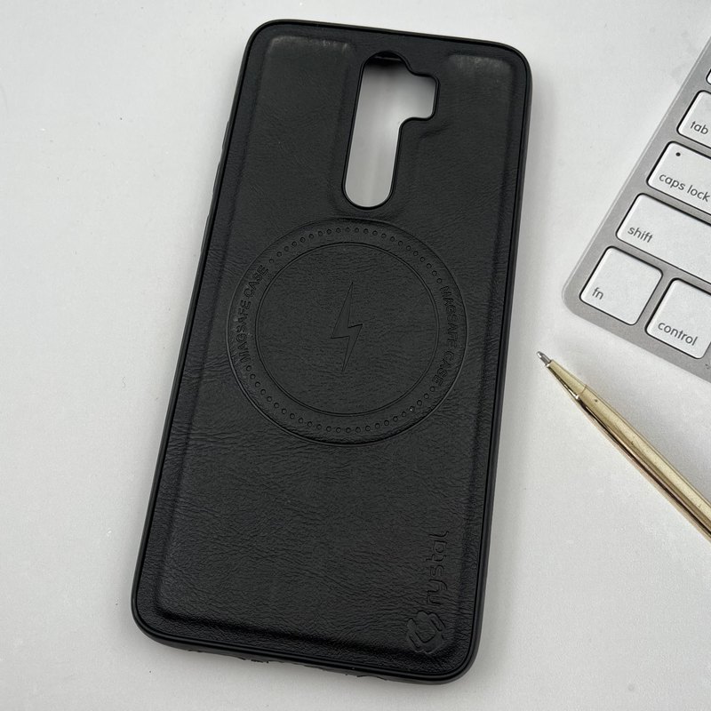 قاب گوشی Redmi Note 8 Pro شیائومی چرمی Crystal دور سیلیکونی طرح مگ سیف Magsafe کلاسیک مشکی کد 17201 - Image 2