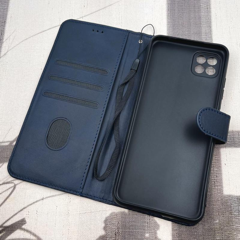 کیف گوشی Galaxy A22 5G سامسونگ چرم مگنتی جاکارتی بند آویز دار محافظ لنز دار سرمه ای کد 17422 - Image 2