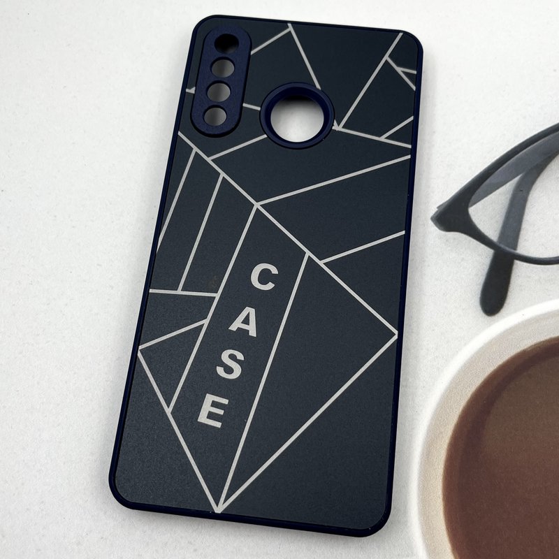 قاب گوشی Huawei P30 Lite هوآوی PVD CASE دور سلیکونی طرح اشکال هندسی محافظ لنز دار سرمه ای کد 20056 - Image 2