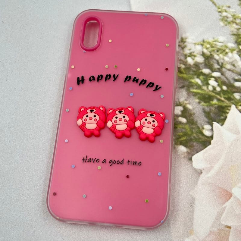 قاب گوشی iPhone X / iPhone XS آیفون Puppy Case پاستلی سیلیکونی دو تکه ضد ضربه عروسکی سرخابی کد 20230 - Image 2
