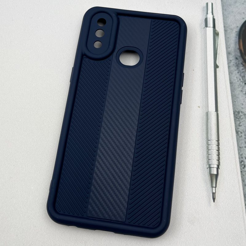 قاب گوشی Galaxy A10s سامسونگ Carbon Case سیلیکونی ایربگ دار ضد ضربه طرح کربن محافظ لنز دار سرمه ای کد 21510 - Image 2