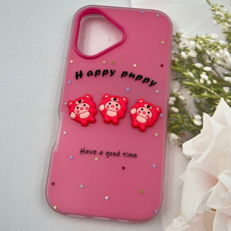 قاب گوشی iPhone 17 آیفون Puppy Case پاستلی سیلیکونی دو تکه ضد ضربه عروسکی سرخابی کد 24307 - Image 2