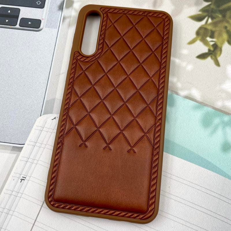 قاب گوشی Galaxy A30S / Galaxy A50S / Galaxy A50 سامسونگ Premium Case چرم پافر لوزی بالشتی لوکس عسلی کد 27350 - Image 2