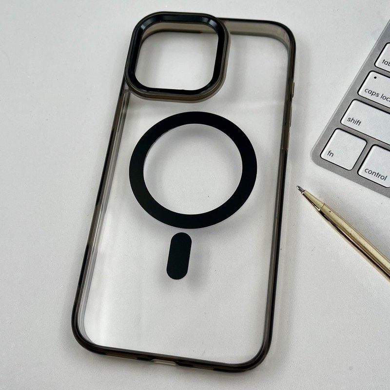 قاب گوشی iPhone 16 Pro Max آیفون Q Series اورجینال مگ سیف Magsafe شفاف لنز فلزی مشکی کد 28152 - Image 2