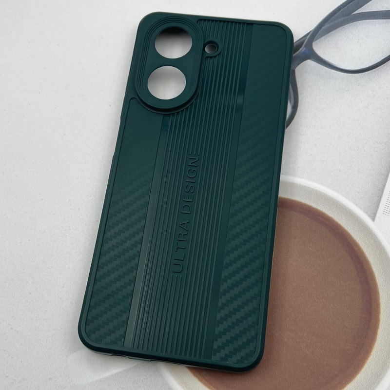 قاب گوشی Redmi A5 / Poco C71 شیائومی Ultra Design طرح کربن برجسته سیلیکونی محافظ لنز دار سبز کد 29975 - Image 2