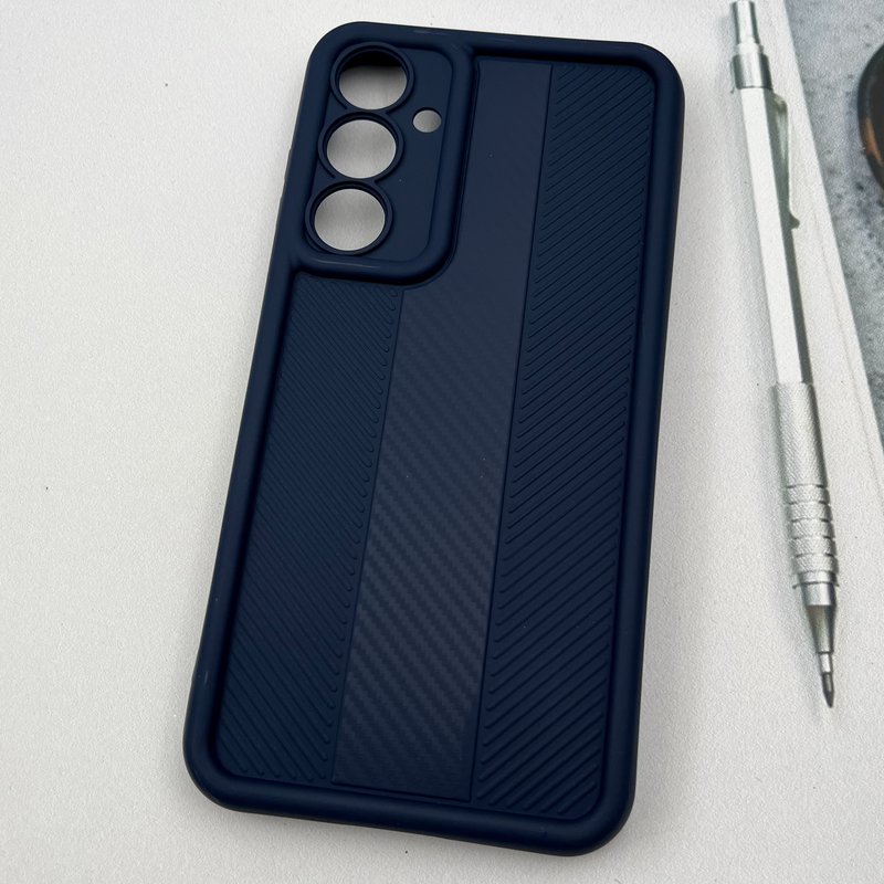 قاب گوشی Galaxy A55 سامسونگ Carbon Case سیلیکونی ایربگ دار ضد ضربه طرح کربن محافظ لنز دار سرمه ای کد 35652 - Image 2