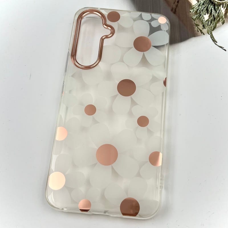 قاب گوشی Galaxy A54 سامسونگ Flower Case شفاف لوکس طرح گل لنز Copper کد 37906 - Image 2
