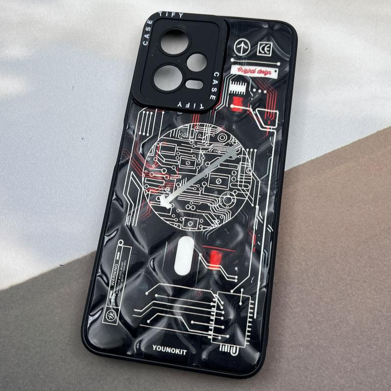 قاب گوشی Poco X5 / Redmi Note 12 5G شیائومی Casetify پافری فانتزی طرح مدار مگ سیف Magsafe محافظ لنز دار مشکی کد 40917 - Image 2