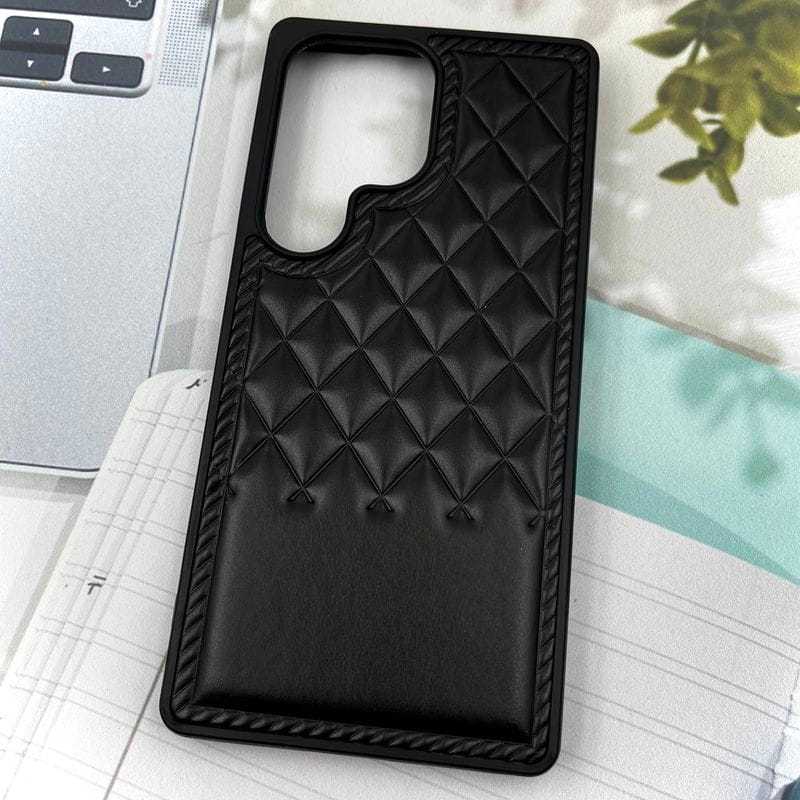 قاب گوشی Galaxy S25 Ultra سامسونگ Premium Case چرم پافر لوزی بالشتی لوکس مشکی کد 41322 - Image 2