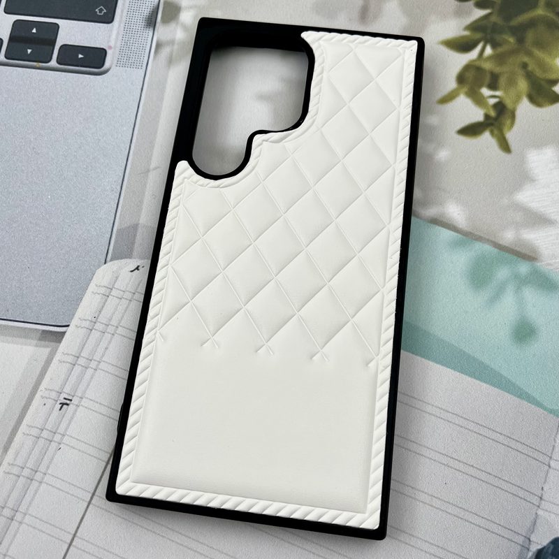 قاب گوشی Galaxy S24 Ultra سامسونگ Premium Case چرم پافر لوزی بالشتی لوکس سفید کد 43777 - Image 2