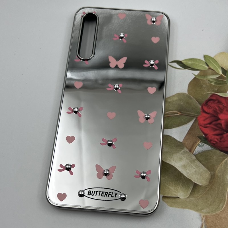قاب گوشی Galaxy A30S / Galaxy A50S / Galaxy A50 سامسونگ Mirror Case آینه ای مروارید برجسته طرح قلب و پروانه کد 44112 - Image 2