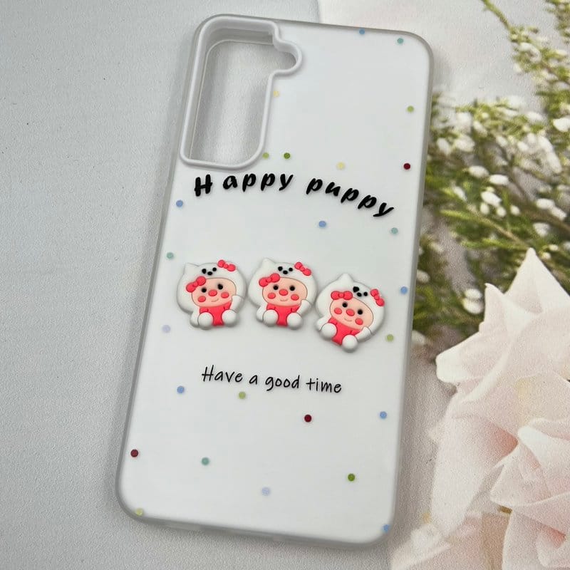 قاب گوشی Galaxy S21 FE سامسونگ Puppy Case پاستلی سیلیکونی دو تکه ضد ضربه عروسکی سفید کد 44870 - Image 2