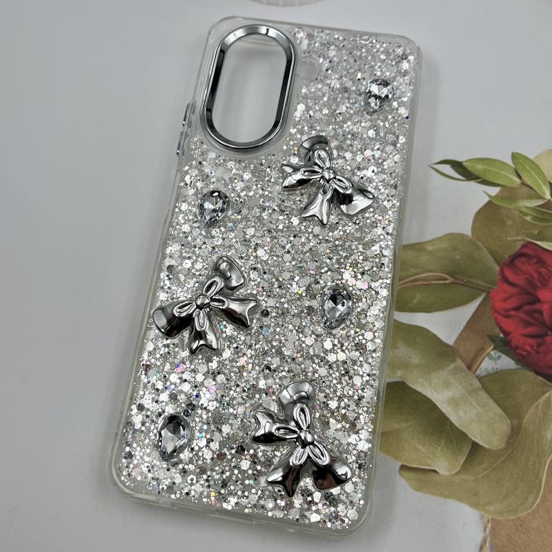 قاب گوشی Redmi A5 / Poco C71 شیائومی Resin Case رزین الماسی شاین طرح پاپیون لنز Silver کد 45772 - Image 2