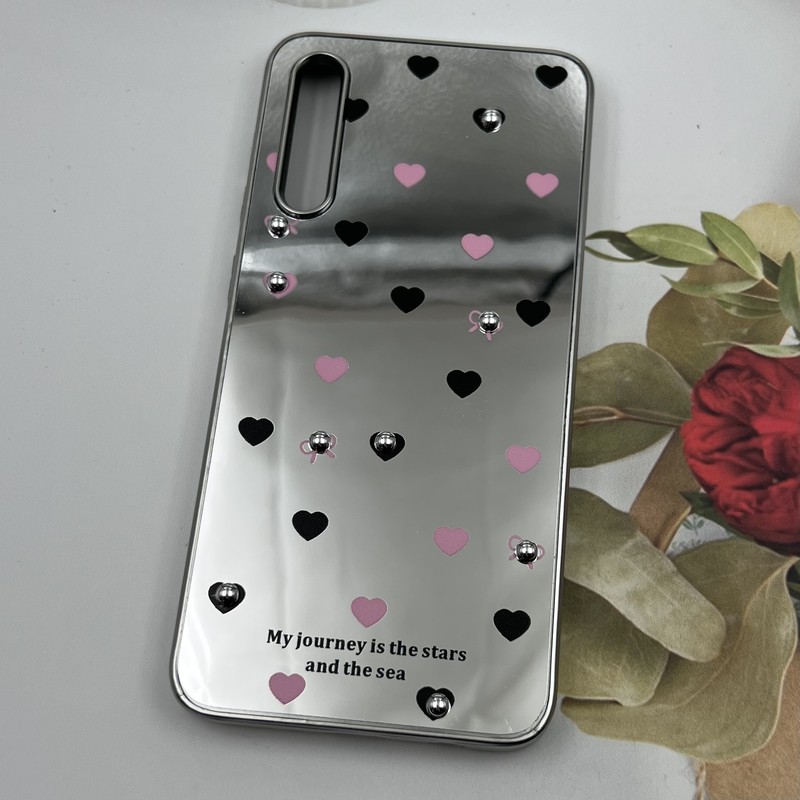 قاب گوشی Galaxy A30S / Galaxy A50S / Galaxy A50 سامسونگ Mirror Case آینه ای مروارید برجسته طرح قلب صورتی مشکی کد 46258 - Image 2