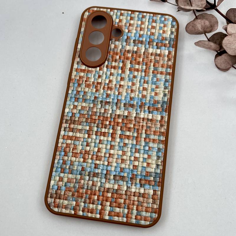 قاب گوشی Galaxy A36 / A56 سامسونگ Cotton Case طرح بافت برجسته کلاسیک کرم آبی محافظ لنز دار برجسته کد 48786 - Image 2