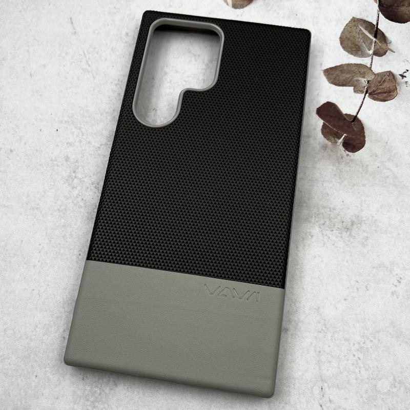 قاب گوشی Galaxy S24 Ultra سامسونگ Leather Case چرمی سوزنی اورجینال Vawi کلاسیک تیتانیوم کد 49947 - Image 2
