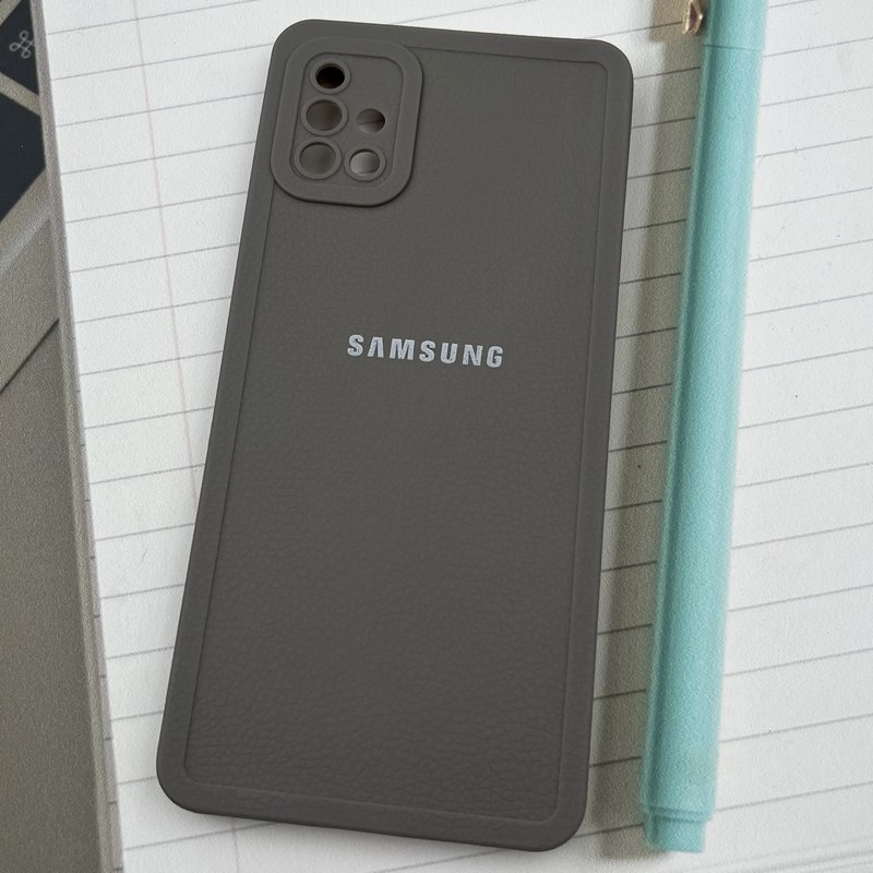 قاب گوشی Galaxy A51 سامسونگ Texture Case سیلیکونی طرح چرم محافظ لنز دار برجسته تیتانیوم کد 50651 - Image 2