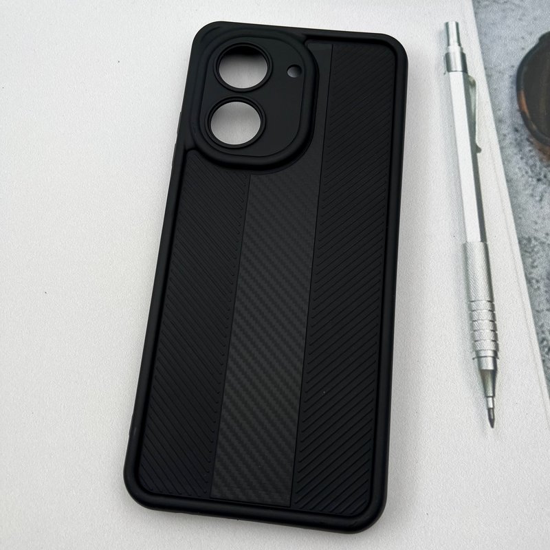 قاب گوشی Redmi A5 / Poco C71 شیائومی Carbon Case سیلیکونی ایربگ دار ضد ضربه طرح کربن محافظ لنز دار مشکی کد 50930 - Image 2