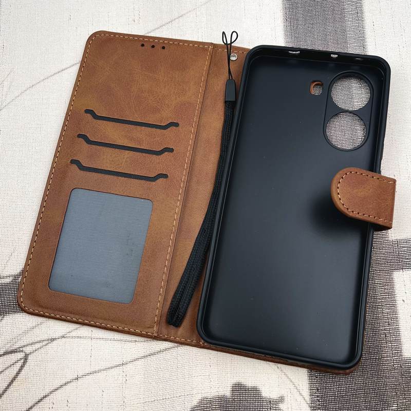 کیف گوشی Poco X7 Pro شیائومی چرم مگنتی جاکارتی بند آویز دار محافظ لنز دار عسلی کد 51244 - Image 2