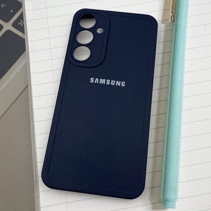 قاب گوشی Galaxy A55 سامسونگ Texture Case سیلیکونی طرح چرم محافظ لنز دار برجسته سرمه ای کد 51498 - Image 2