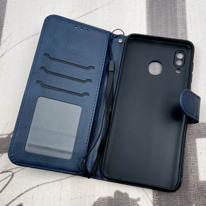 کیف گوشی Galaxy A20 / Galaxy A30 سامسونگ چرم مگنتی جاکارتی بند آویز دار محافط لنز دار سرمه ای کد 52745 - Image 2