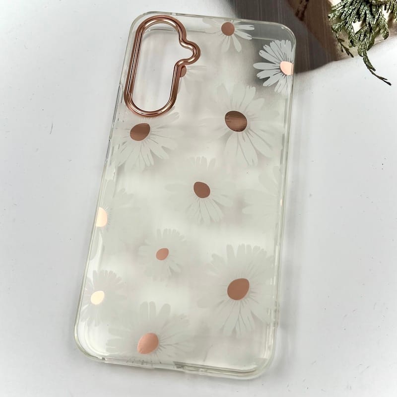 قاب گوشی Galaxy A54 سامسونگ Flower Case شفاف لوکس طرح گل لنز Copper کد 53783 - Image 2