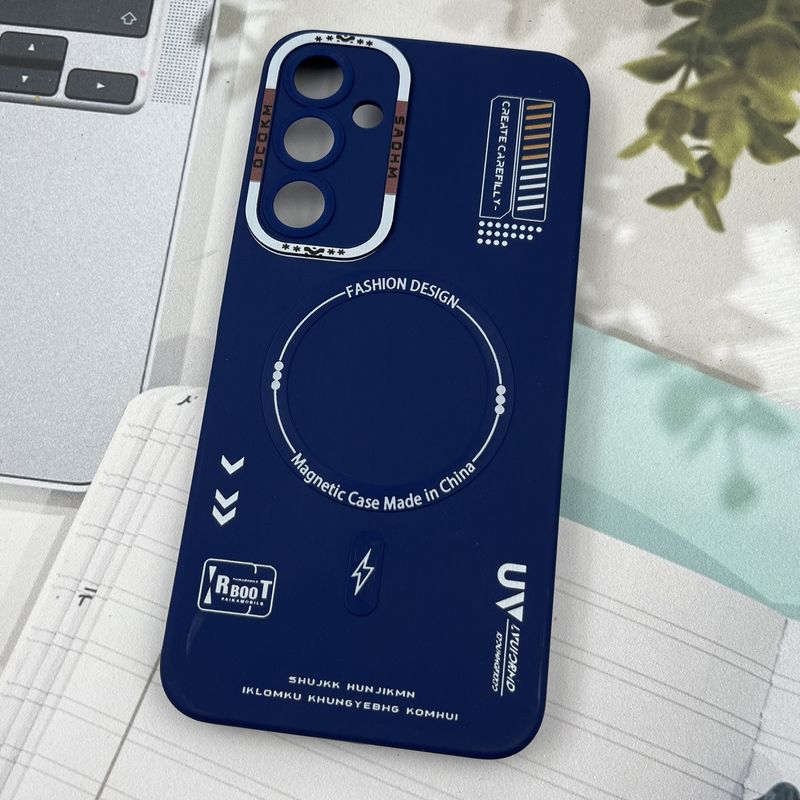 قاب گوشی Galaxy A55 سامسونگ Silicon Case سیلیکونی طرح مگ سیف Magsafe RT محافظ لنز دار سرمه ای کد 56807 - Image 2