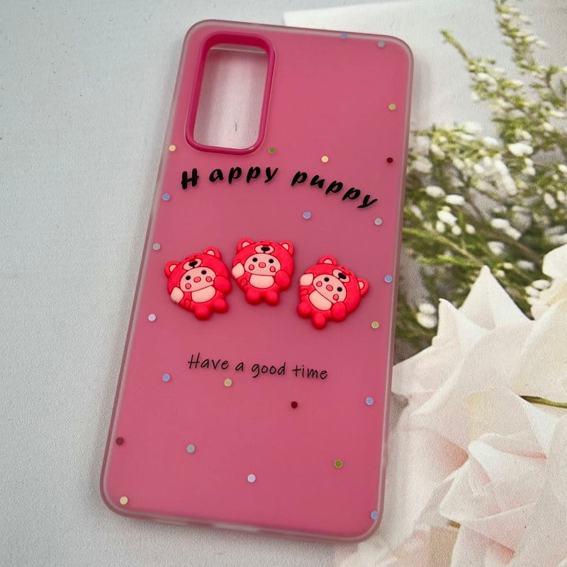قاب گوشی Galaxy S20 FE سامسونگ Puppy Case پاستلی سیلیکونی دو تکه ضد ضربه عروسکی سرخابی کد 57250 - Image 2