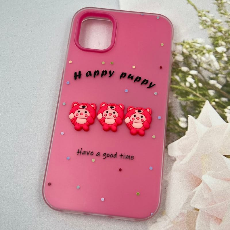قاب گوشی iPhone 11 آیفون Puppy Case پاستلی سیلیکونی دو تکه ضد ضربه عروسکی سرخابی کد 57746 - Image 2